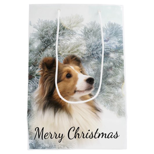 Zobel Sheltie Weihnachten Mittlere Geschenktüte (Rückseite)
