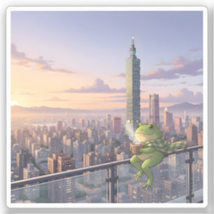 Zochi der reisende Frosch zur Teezeit am Taipei 10 Aufkleber