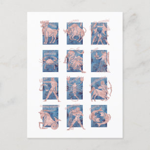 Zodiac 12 Sterne Zeichen Postkarte