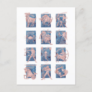 Zodiac 12 Sterne Zeichen Postkarte