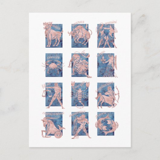 Zodiac 12 Sterne Zeichen Postkarte (Vorderseite)