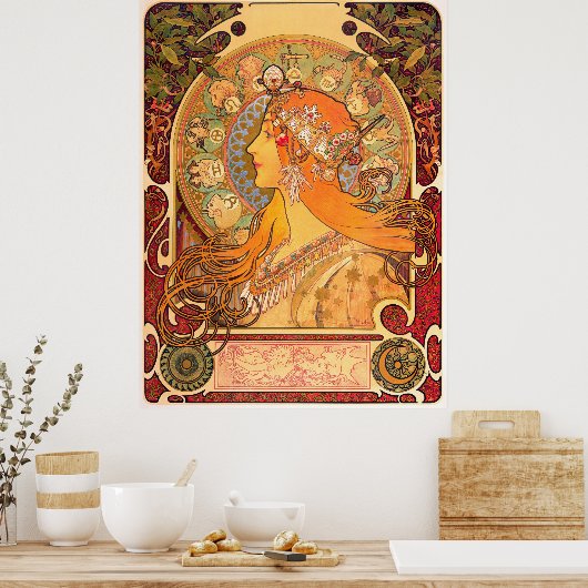 Zodiac, 1896 von Alphonse Mucha Poster (Küche)