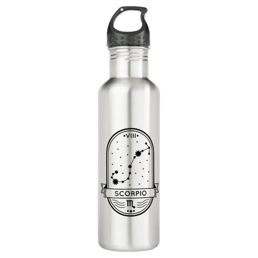 ZODIAC ABZEICHEN CONSTELLATION SCORPIO STROKE EDELSTAHLFLASCHE (Vorderseite)