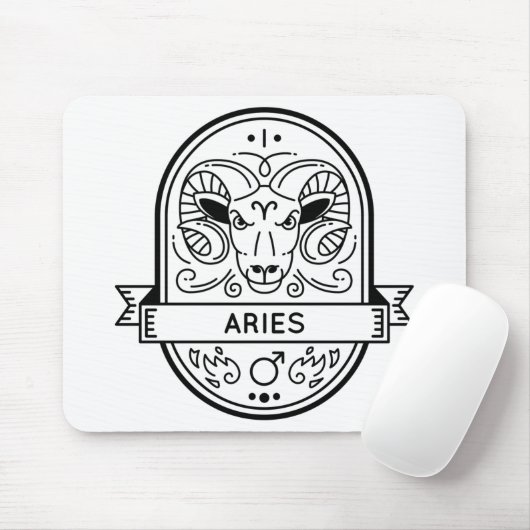 ZODIAC ABZEICHEN SYMBOL ARIES STROKE MOUSEPAD (Mit Mouse)