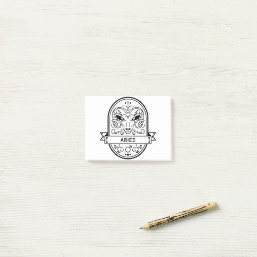 ZODIAC ABZEICHEN SYMBOL ARIES STROKE POST-IT KLEBEZETTEL (Auf Schreibtisch)