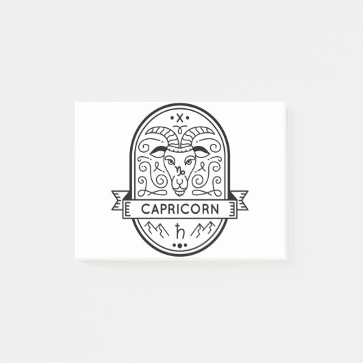 ZODIAC ABZEICHEN SYMBOL CAPRICORN STROKE POST-IT KLEBEZETTEL (Vorderseite)