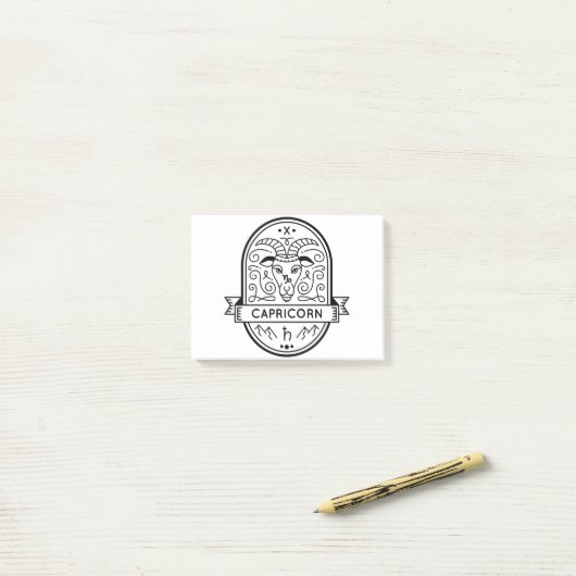 ZODIAC ABZEICHEN SYMBOL CAPRICORN STROKE POST-IT KLEBEZETTEL (Auf Schreibtisch)