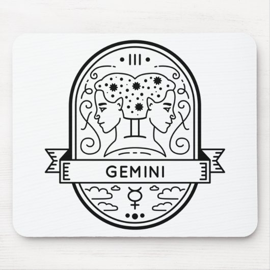 ZODIAC ABZEICHEN SYMBOL GEMINI STROCK MOUSEPAD (Vorne)