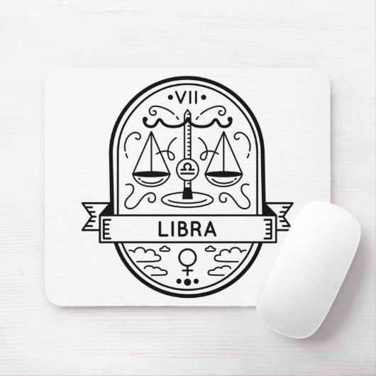 ZODIAC ABZEICHEN SYMBOL LIBRA STROKE MOUSEPAD (Mit Mouse)