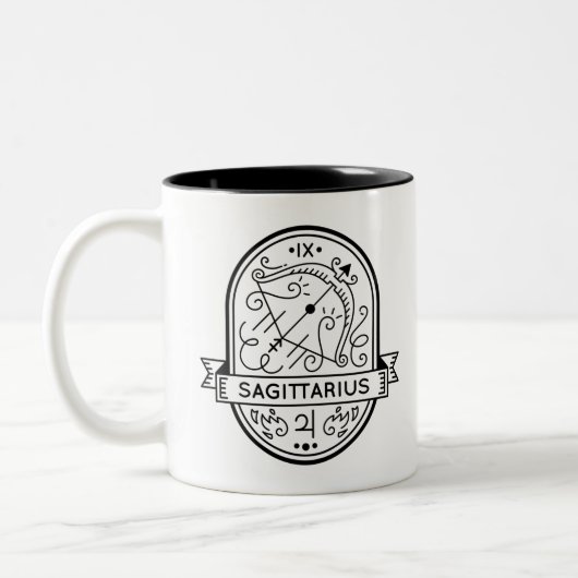 ZODIAC ABZEICHEN SYMBOL SAGITTARIUS STROKE ZWEIFARBIGE TASSE (Links)