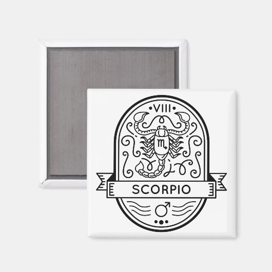 ZODIAC ABZEICHEN SYMBOL SCORPIO STROKE MAGNET (Vorderseite/Rückseite)