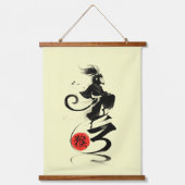 Zodiac Affen Tintenkunst sumi-e Wandteppich Mit Holzrahmen (Vorderseite)