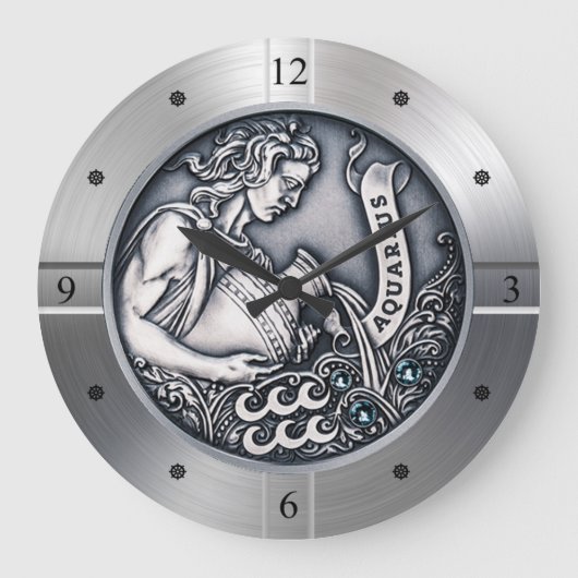Zodiac ~ Aquarius ~ Celestial ~ Western Astrologie Große Wanduhr (Vorderseite)