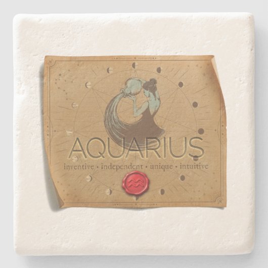 Zodiac - Aquarius - Coaster Steinuntersetzer (Vorderseite)