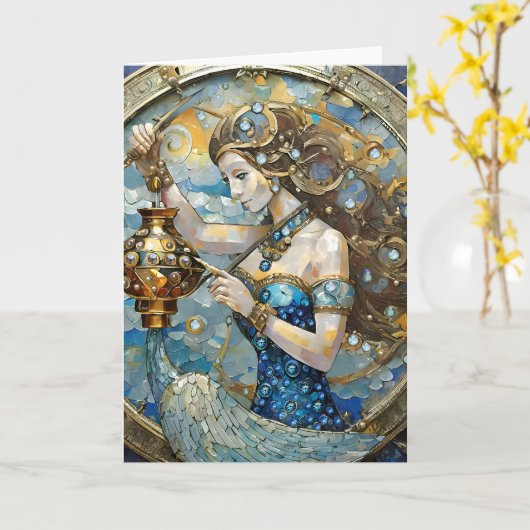 Zodiac - Aquarius Der Wasserträger Karte (Gelbe Blume)