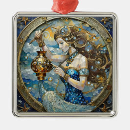 Zodiac - Aquarius Der Wasserträger Ornament Aus Metall