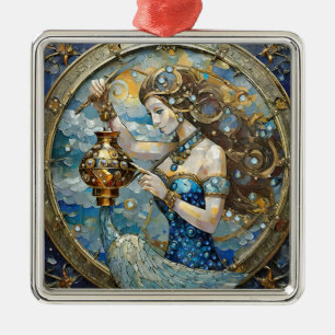 Zodiac - Aquarius Der Wasserträger Ornament Aus Metall