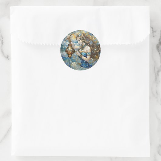 Zodiac - Aquarius Der Wasserträger Runder Aufkleber (Tasche)