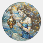 Zodiac - Aquarius Der Wasserträger Runder Aufkleber (Vorderseite)