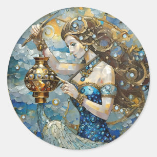 Zodiac - Aquarius Der Wasserträger Runder Aufkleber