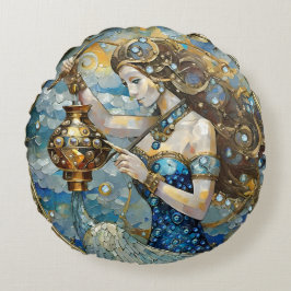 Zodiac - Aquarius Der Wasserträger Rundes Kissen