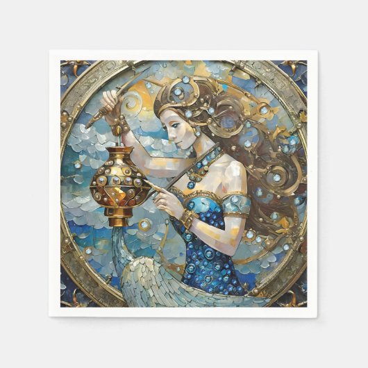 Zodiac - Aquarius Der Wasserträger Serviette (Vorderseite)