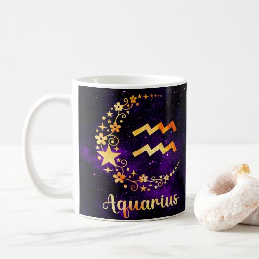 Zodiac Aquarius Design Tasse Cup (Mit Donut)