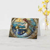 Zodiac - Aquarius Die Meerjungfrau Karte (Gelbe Blume)