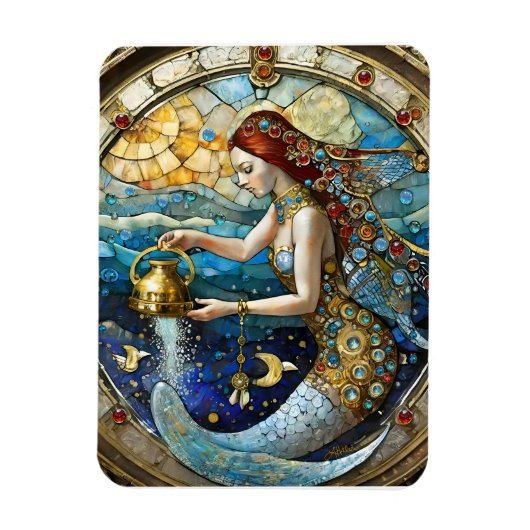 Zodiac - Aquarius Die Meerjungfrau Magnet (Vertikal)