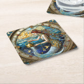 Zodiac - Aquarius Die Meerjungfrau Rechteckiger Pappuntersetzer (angewinkelt)