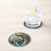 Zodiac - Aquarius Die Meerjungfrau Runder Pappuntersetzer (Vor Ort)