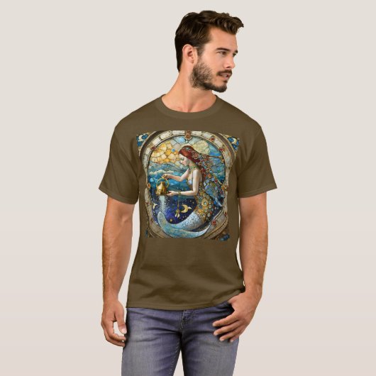 Zodiac - Aquarius Die Meerjungfrau T-Shirt (Vorne ganz)