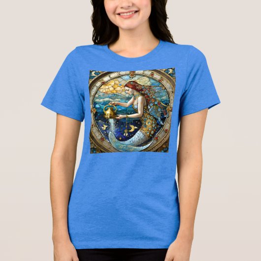 Zodiac - Aquarius Die Meerjungfrau Tri-Blend Shirt (Vorderseite)