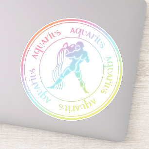 Zodiac: Aquarius Hübsch Rainbow Colors Siegel Aufkleber