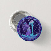 Zodiac Aquarius mit Sternen und mystischen Symbole Button (Vorne & Hinten)
