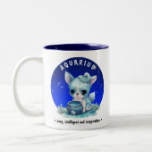 Zodiac Aquarius Niedlich Watercolor Dog individuel Zweifarbige Tasse (Links)