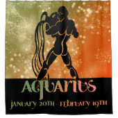 Zodiac: Aquarius Orange & Green Space Design Duschvorhang (Vorderseite)