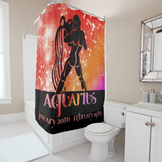 Zodiac: Aquarius Orange Space Design Duschvorhang (Beispiel)