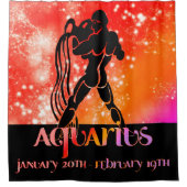 Zodiac: Aquarius Orange Space Design Duschvorhang (Vorderseite)
