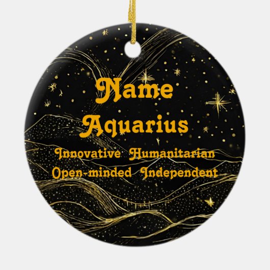 Zodiac Aquarius Personalisiert Astrologie Ornament (Hinten)
