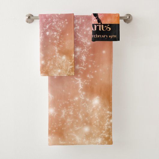Zodiac: Aquarius Pink & Peach Space Design Badhandtuch Set (Insitu)