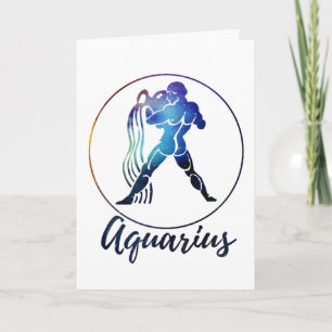 Zodiac : Aquarius Space Rainbow Circle Design Karte