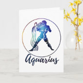 Zodiac : Aquarius Space Rainbow Circle Design Karte (Gelbe Blume)