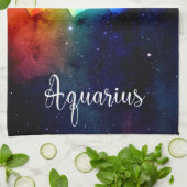 Zodiac: Aquarius Space Rainbow Geschirrtuch (Gefaltet)