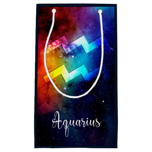 Zodiac: Aquarius Space Rainbow Kleine Geschenktüte (Vorderseite)
