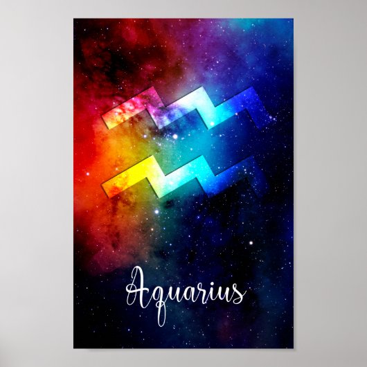 Zodiac: Aquarius Space Rainbow Poster (Vorne)