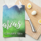 Zodiac: Aquarius Termine Geschirrtuch (Viertel Falte)