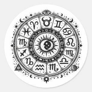 Zodiac Arcana — Die zwölf Zeichen von BurnsInHell Runder Aufkleber