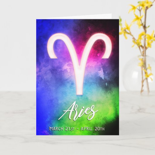 Zodiac: Aries Dates Birthday Card Karte (Gelbe Blume)