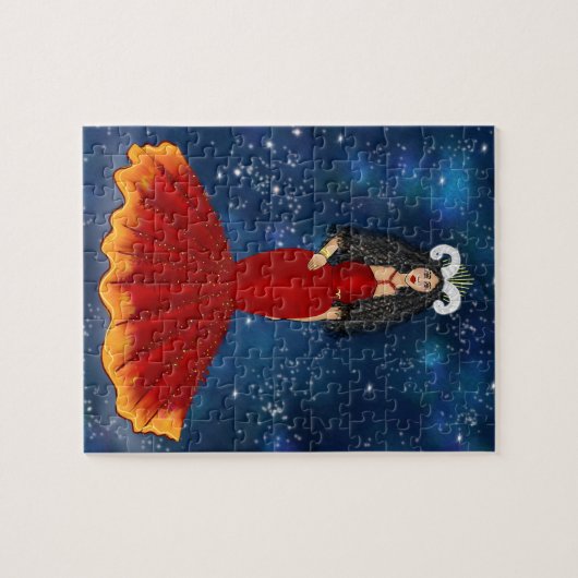 Zodiac aries Goddess in Blue Celestis Puzzle (Horizontal)